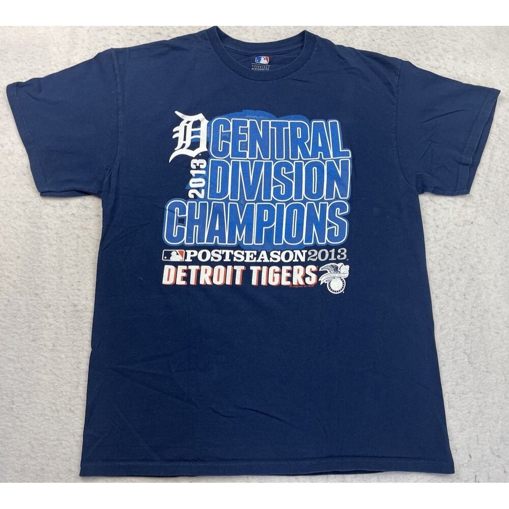 Detroit Tigers MLB Men’s Large Blue 2013 Central Division Champions T-Shirt